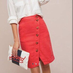 Anthropologie Midi Button down red skirt